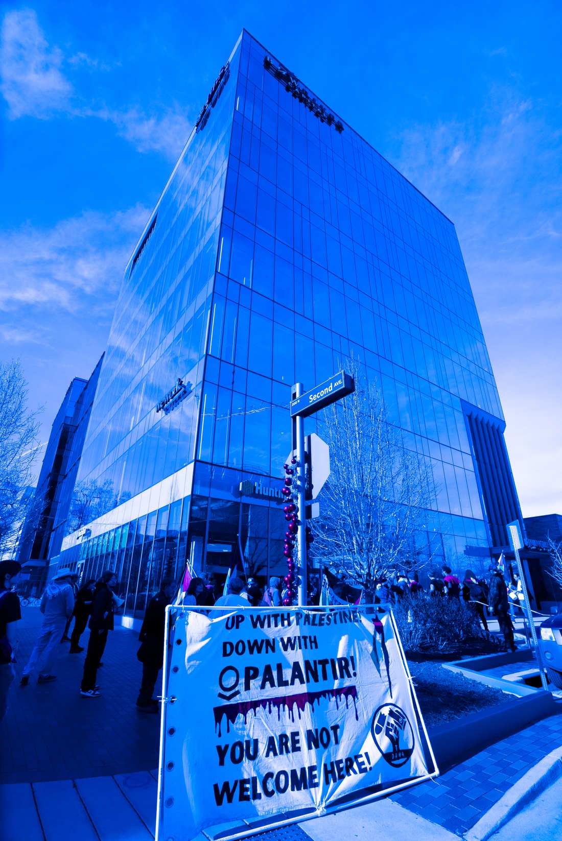 Proposed site of new Palantir Headquartes in Cherry Creek during December 21st protest